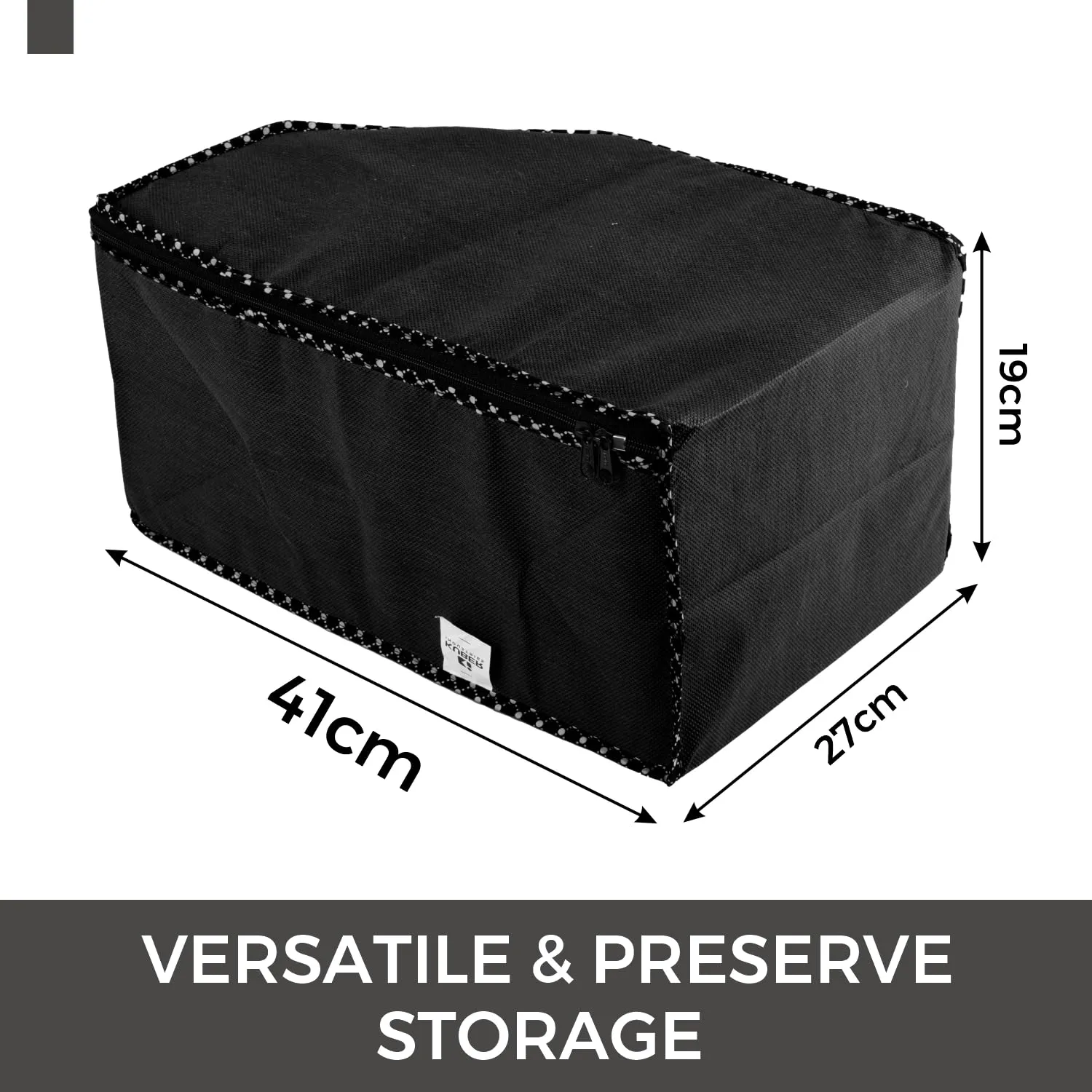 Kuber Industries Blouse Cover | Clothes Storage Bag | Zipper Wardrobe Organizers | Non-Woven Clothes Organiser | Side Transparent Blouse Organizer | Dot Border | Pack of 9 | Black