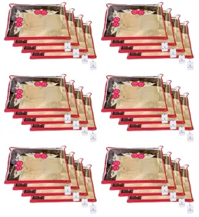 Kuber Industries Non Woven 24 Pieces Single Packing Saree Cover Set (Red)-KUBMART2821