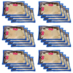 Kuber Industries Non-Woven Single Saree Cover|Saree Covers With Zip|Clothes Organizer for Wardrobe, Travel|Pack Of 24 (Blue)