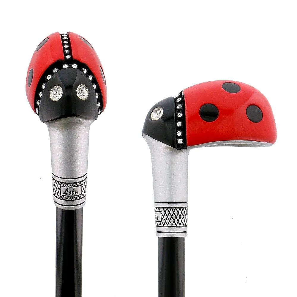 Lady Bug Lola Signature Carbon Fiber Walking Cane - 1 Black Shaft