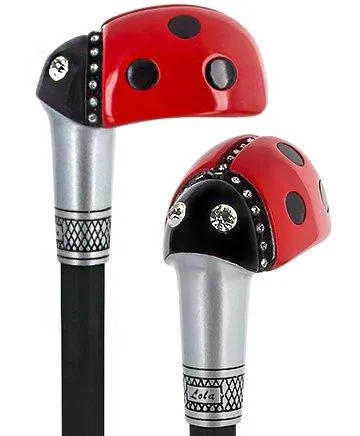 Lady Bug Lola Signature Carbon Fiber Walking Cane - 1 Black Shaft