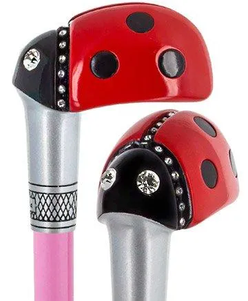 Lady Bug Lola Signature Carbon Fiber Walking Cane - 1 Pink Shaft