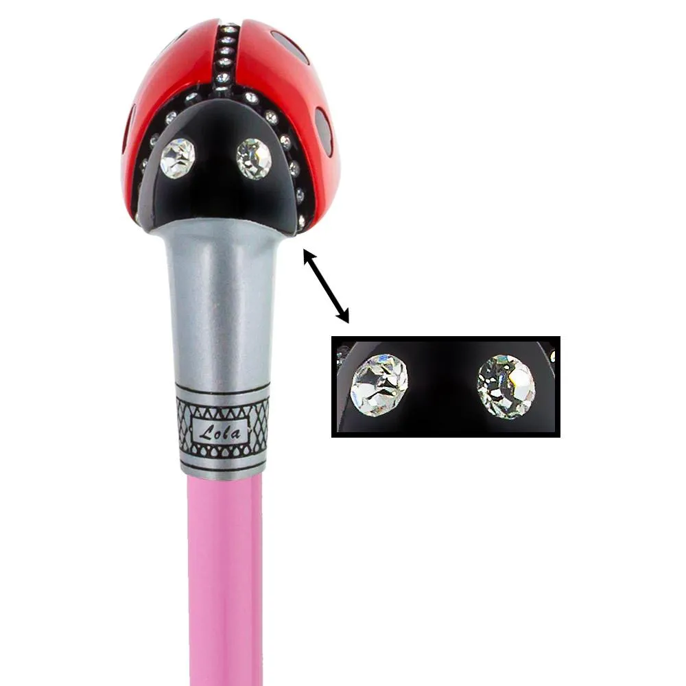 Lady Bug Lola Signature Carbon Fiber Walking Cane - 1 Pink Shaft