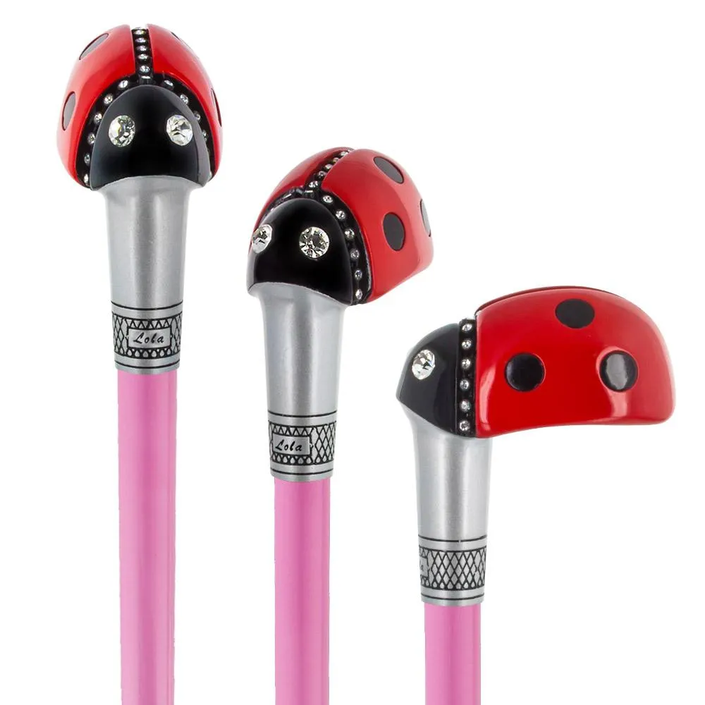 Lady Bug Lola Signature Carbon Fiber Walking Cane - 1 Pink Shaft