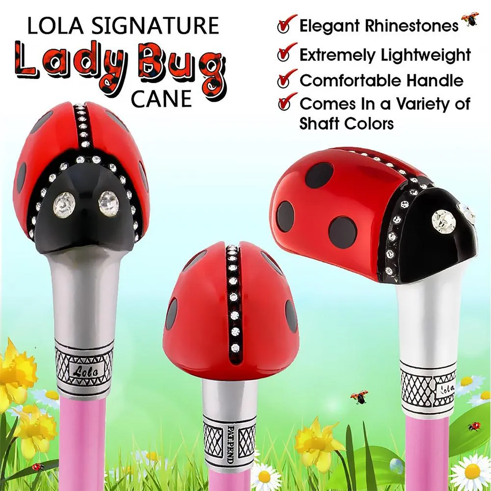 Lady Bug Lola Signature Carbon Fiber Walking Cane - 1 Pink Shaft