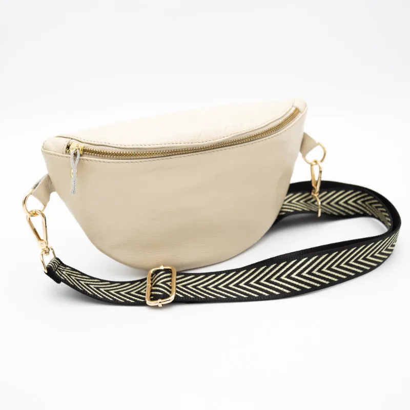 Latte Leather Bum Bag (w Gold Fittings)