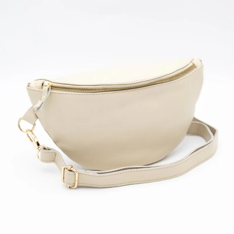 Latte Leather Bum Bag (w Gold Fittings)