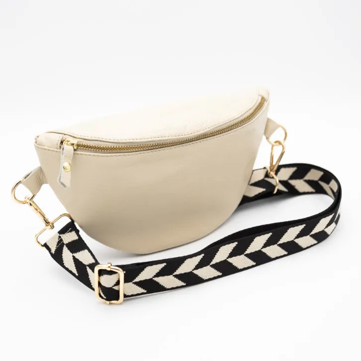 Latte Leather Bum Bag (w Gold Fittings)