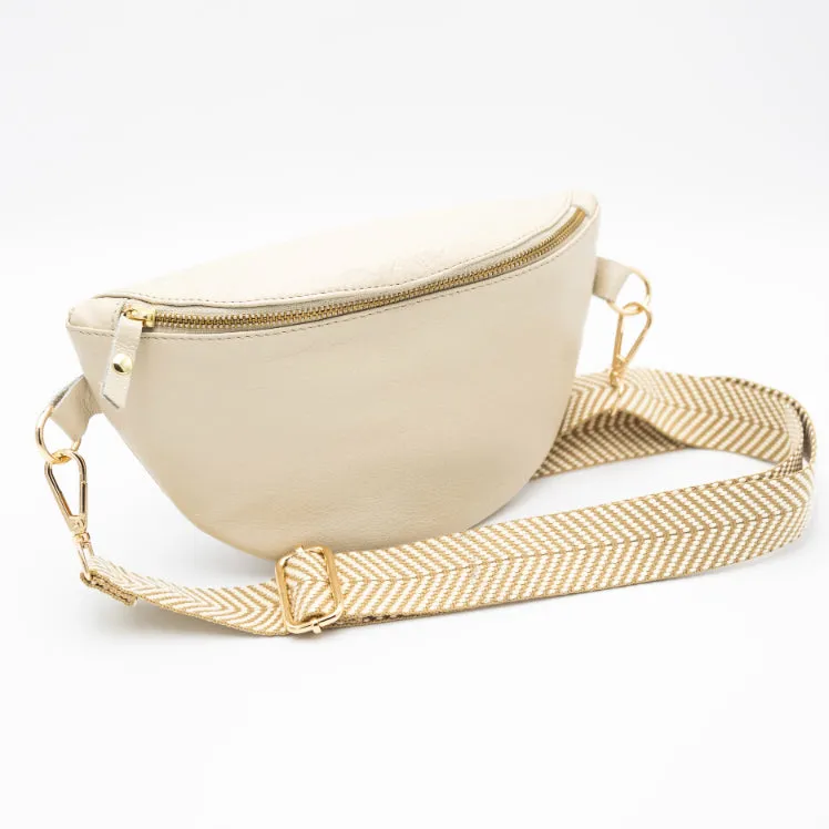 Latte Leather Bum Bag (w Gold Fittings)