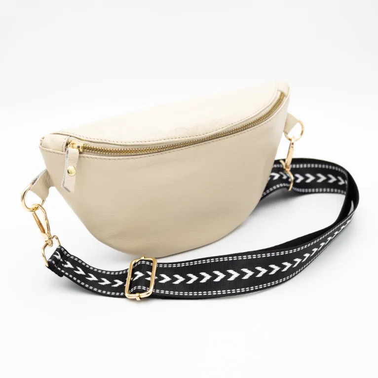 Latte Leather Bum Bag (w Gold Fittings)