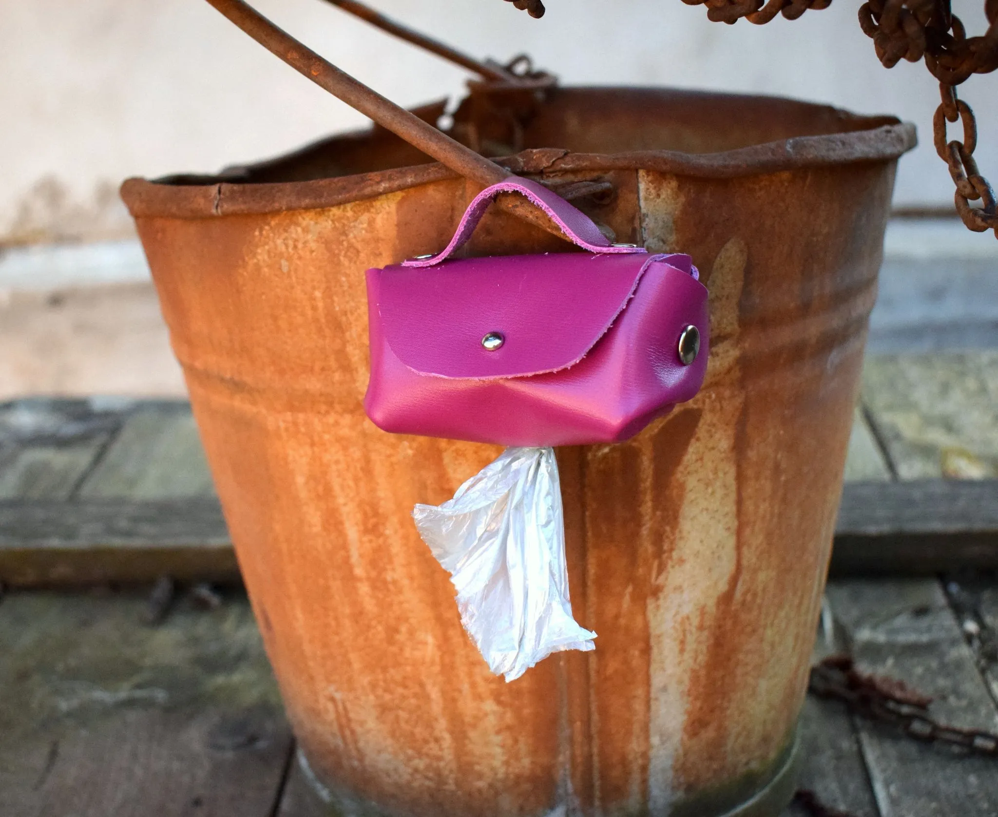 Leather Bag Holder | dog waste bag dispenser