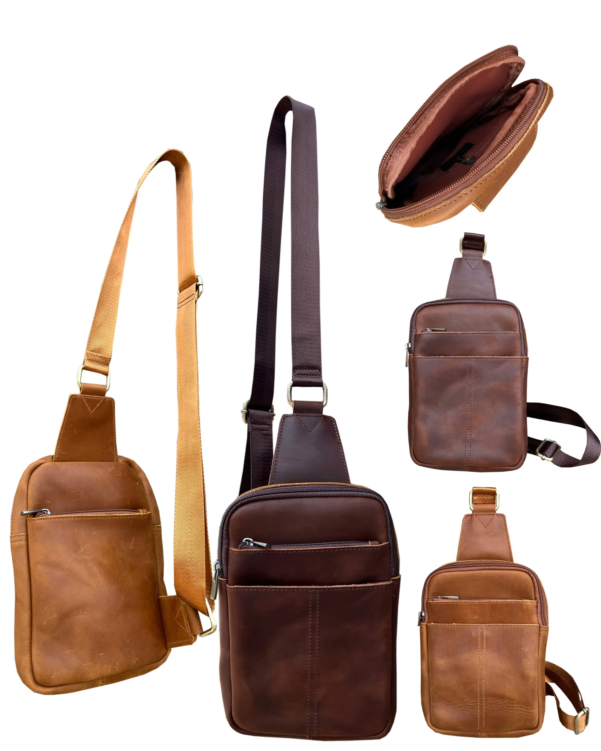 Leather Crossbody Bag: Light brown