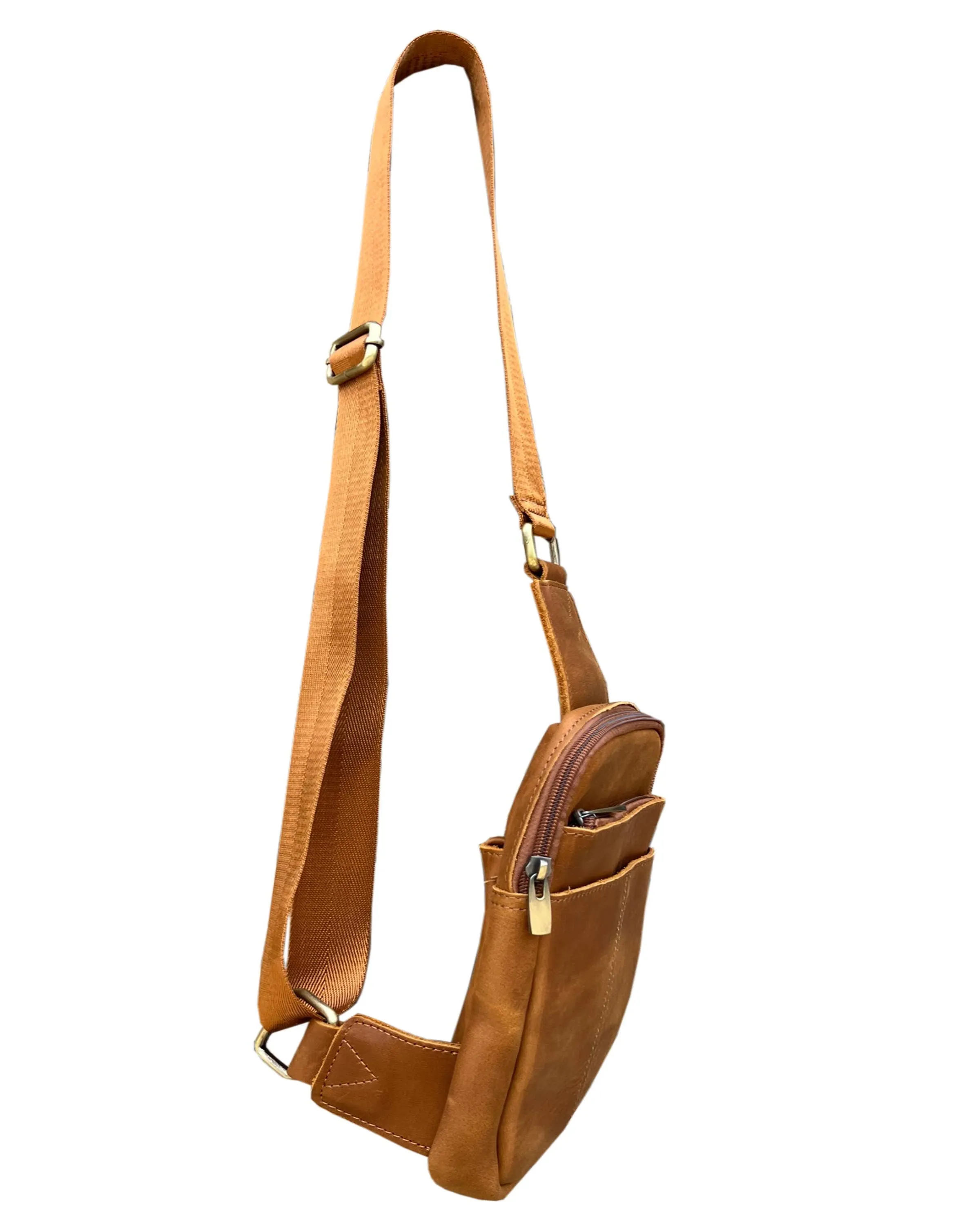 Leather Crossbody Bag: Light brown