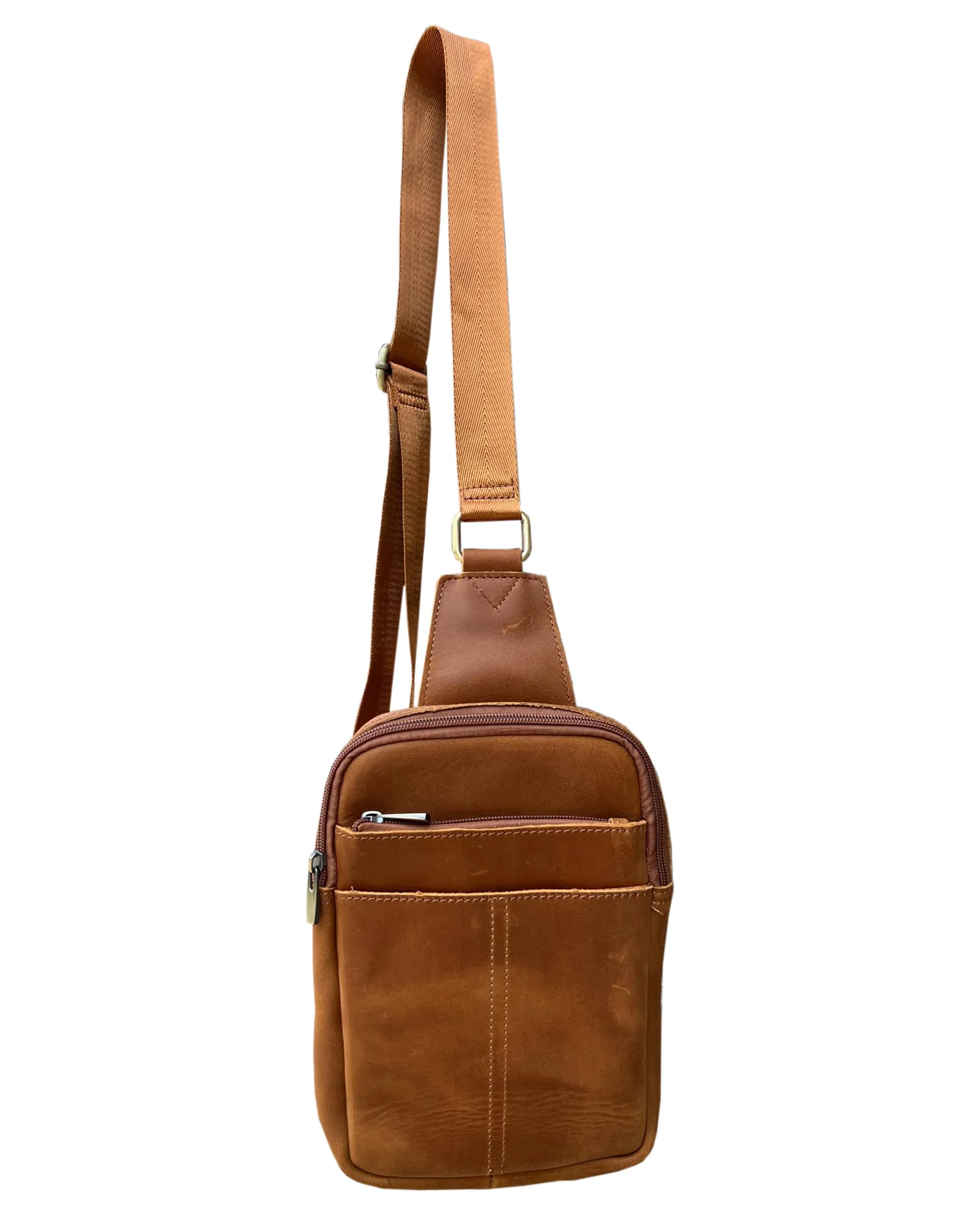 Leather Crossbody Bag: Light brown