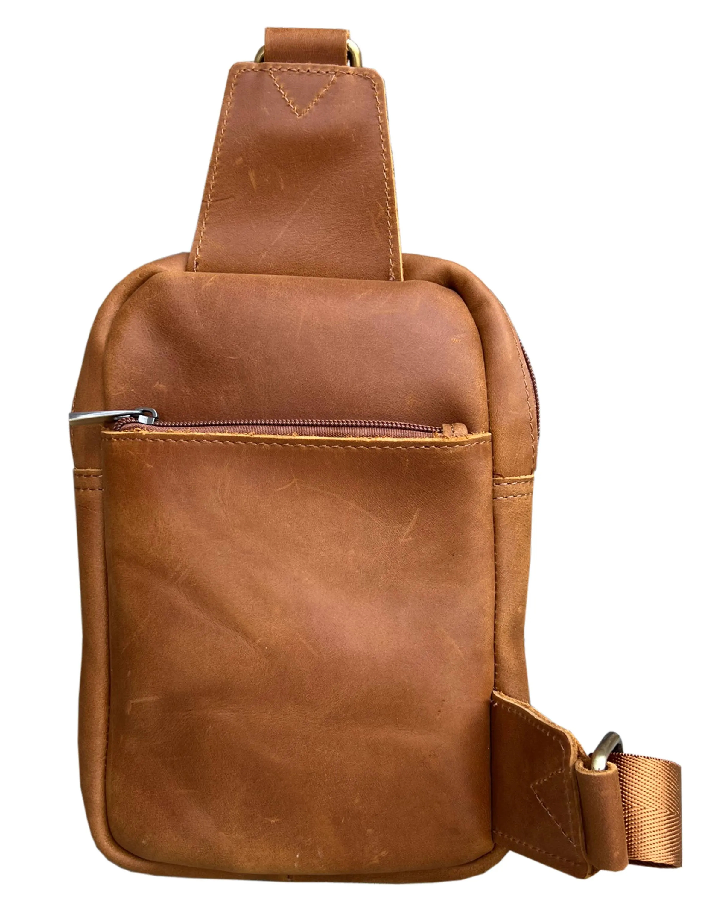 Leather Crossbody Bag: Light brown