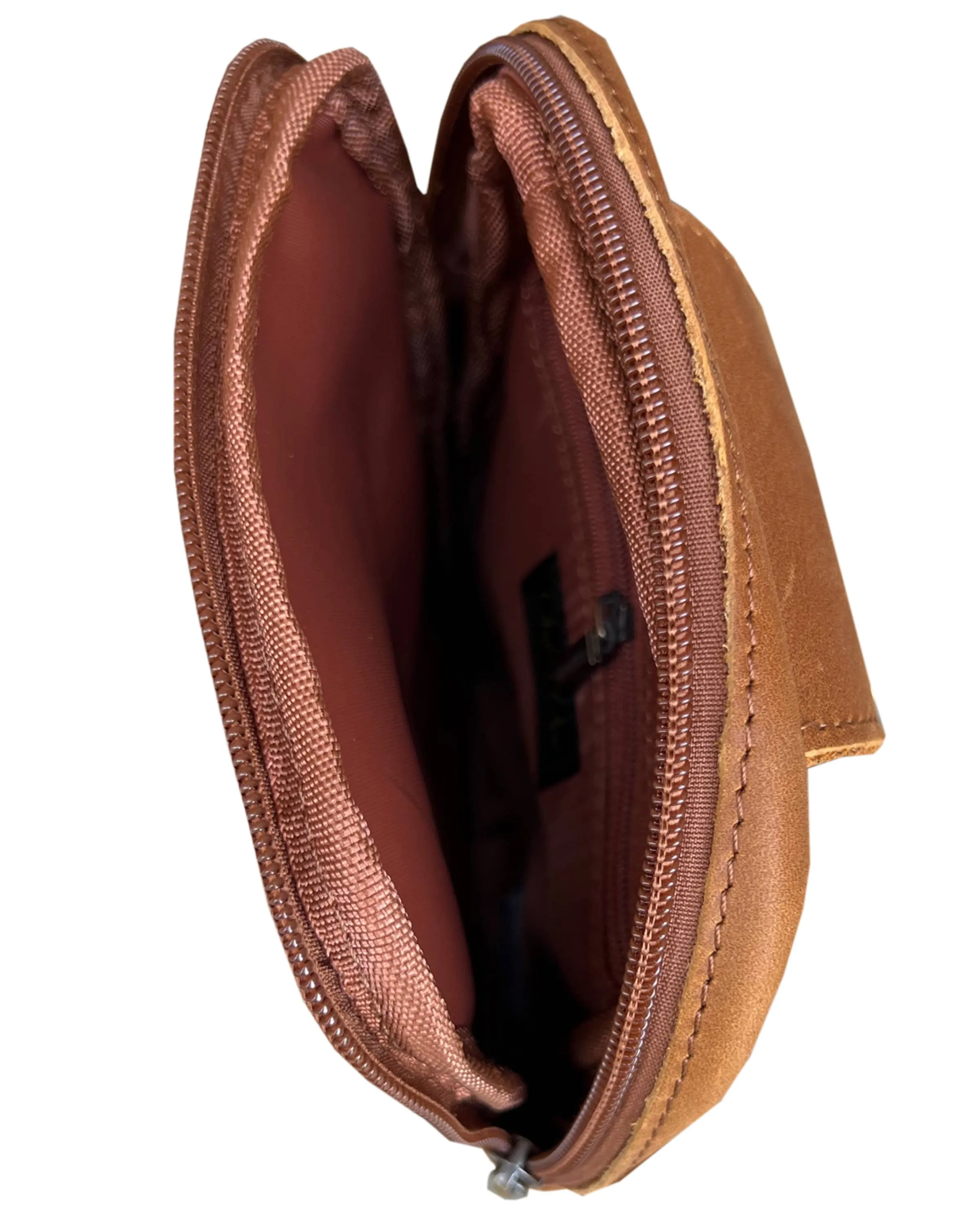 Leather Crossbody Bag: Light brown