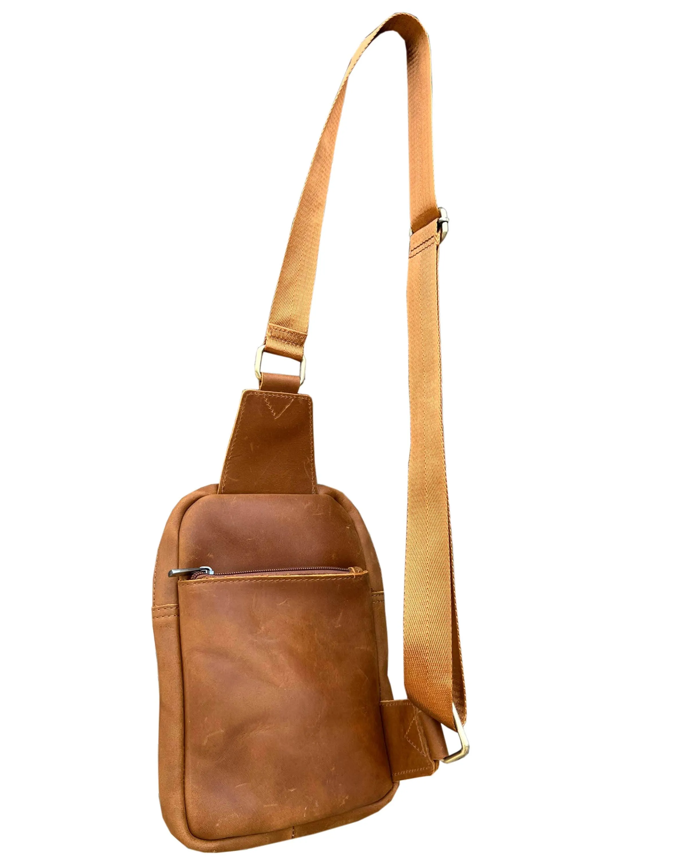 Leather Crossbody Bag: Light brown