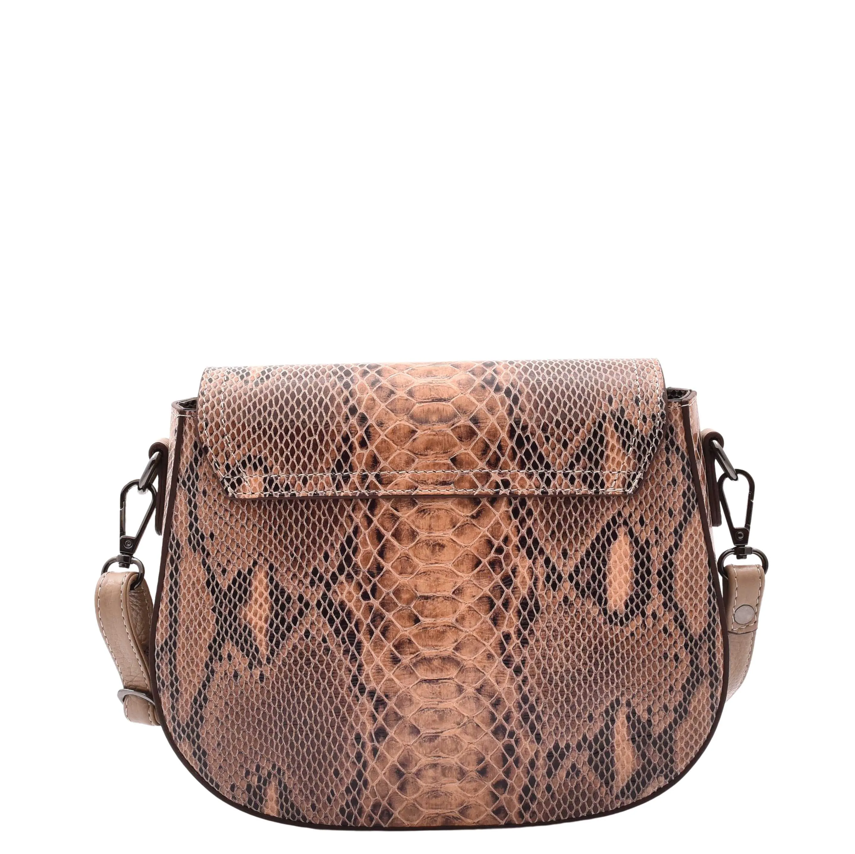 Leather Small Size Cross Body Bag for Women Snake Print Zora Taupe