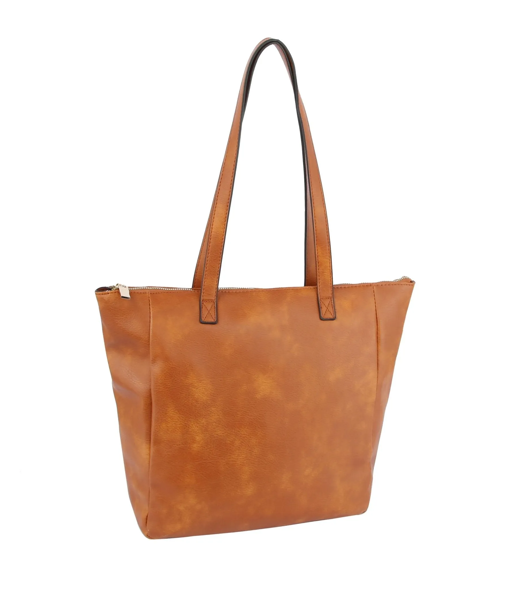 LHU399-1W Faux Leather 2 in 1 Zip Top Shoulder Tote Bag