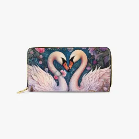 Long Type Zipper Purse - Swan