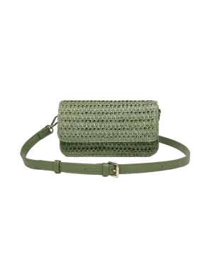 Louenhide Freya Raffia Crossbody Bag Sage Green