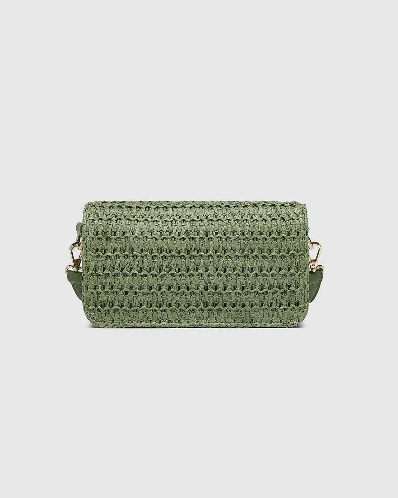 Louenhide Freya Raffia Crossbody Bag Sage Green