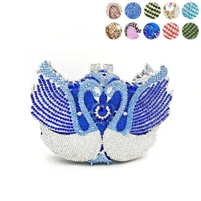 Luxury Diamond Crystal Clutch Bridal Wedding Party Mini Swan Purse