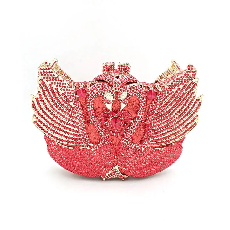 Luxury Diamond Crystal Clutch Bridal Wedding Party Mini Swan Purse