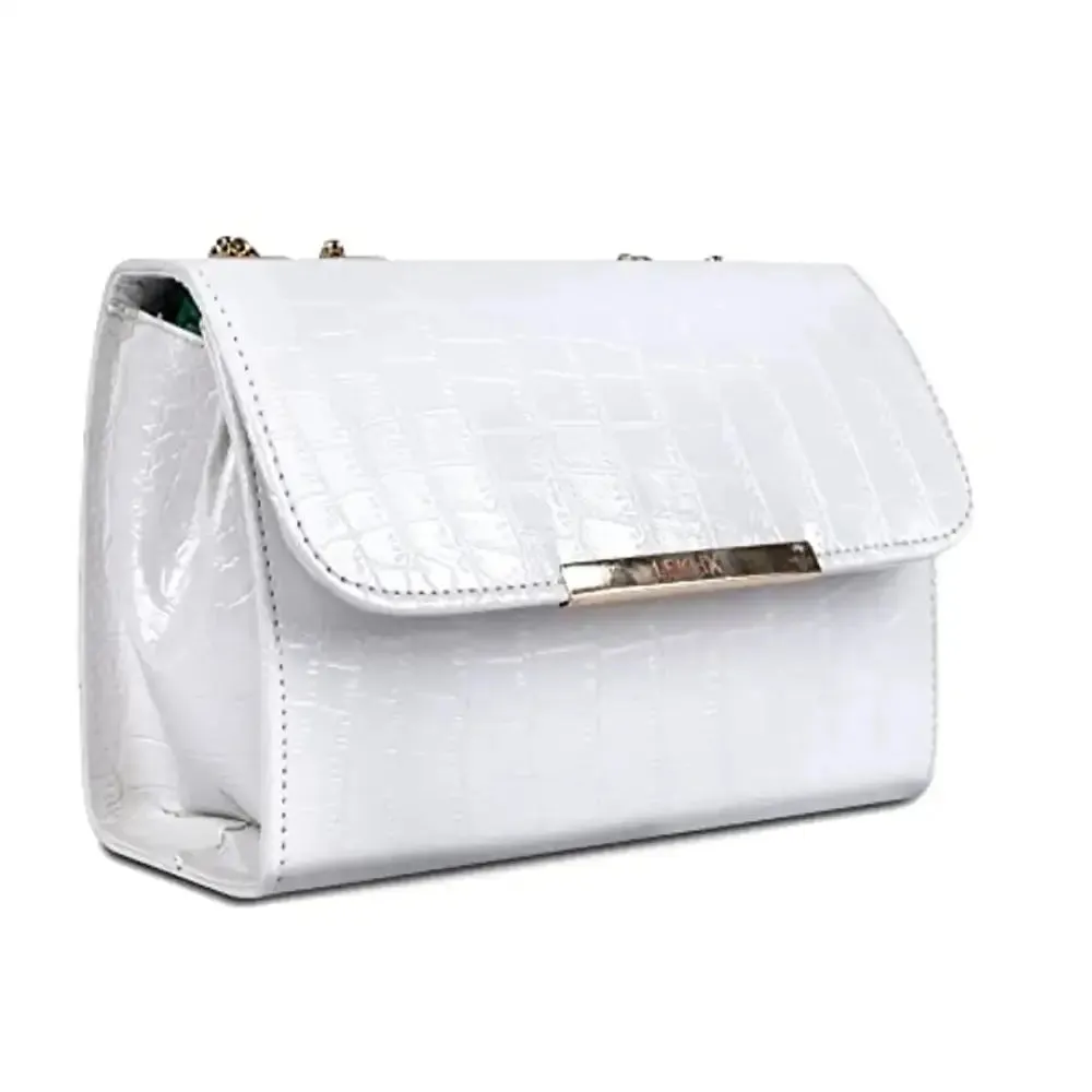 LX Purse For Women With Long Strap Sling Bag For Women & Crossbody Fit Small Size PU Leather (LT White)