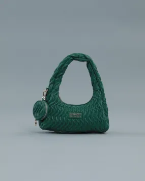 Matelassé Shoulder Bag in Green