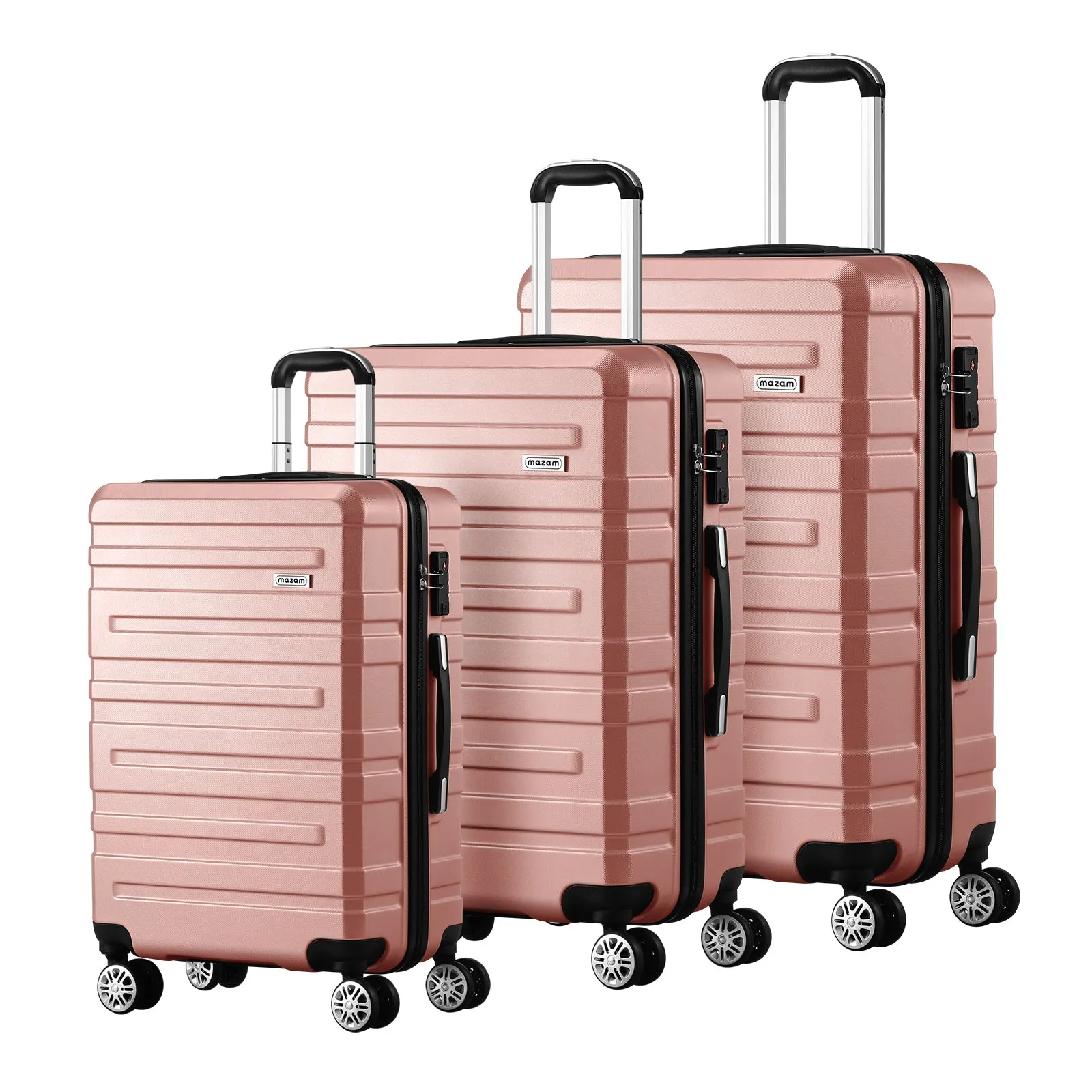 Mazam 3PCS Luggage Suitcase Trolley Set Travel TSA Lock Storage Hard Case Pink