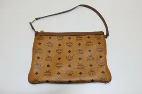 MCM: Visetose Camel Wristlet/Clutch Bag Golden