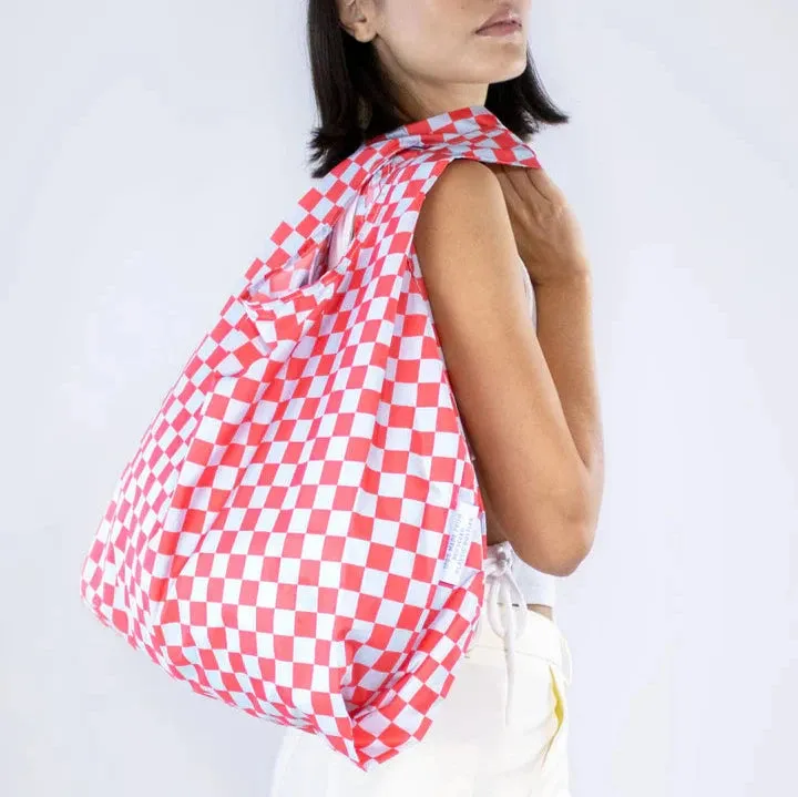 Medium Reusable Bag - Pink & Orange Checkerboard