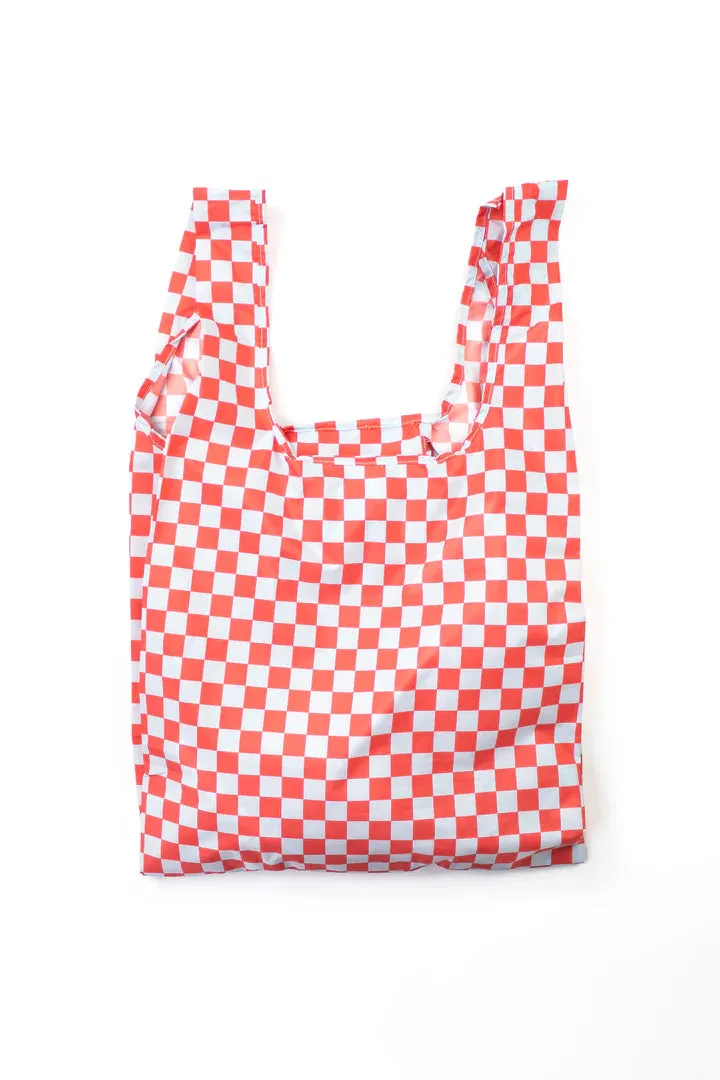 Medium Reusable Bag - Pink & Orange Checkerboard