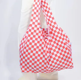 Medium Reusable Bag - Pink & Orange Checkerboard