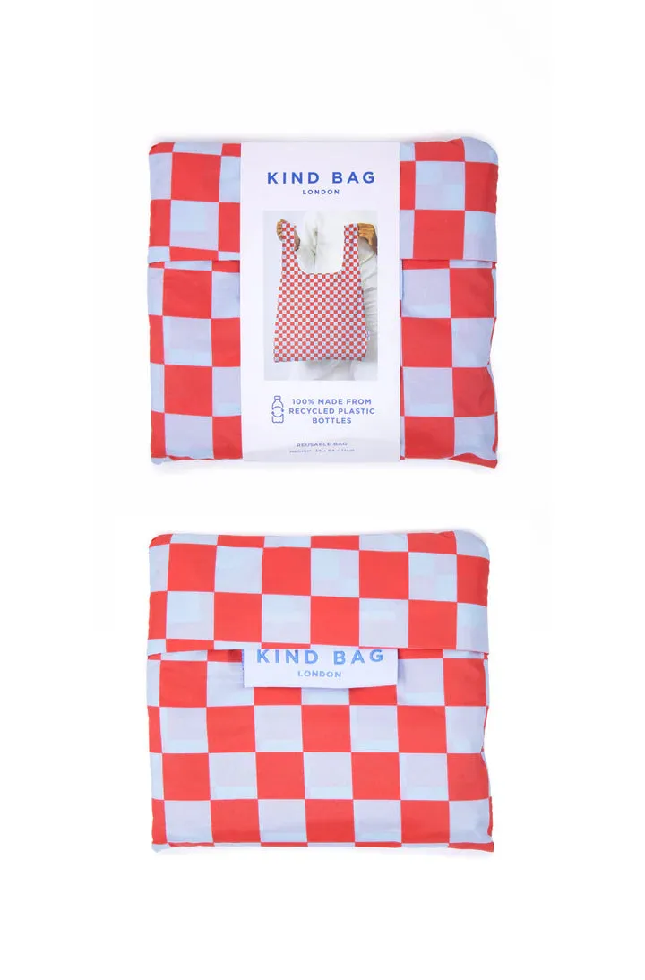 Medium Reusable Bag - Pink & Orange Checkerboard