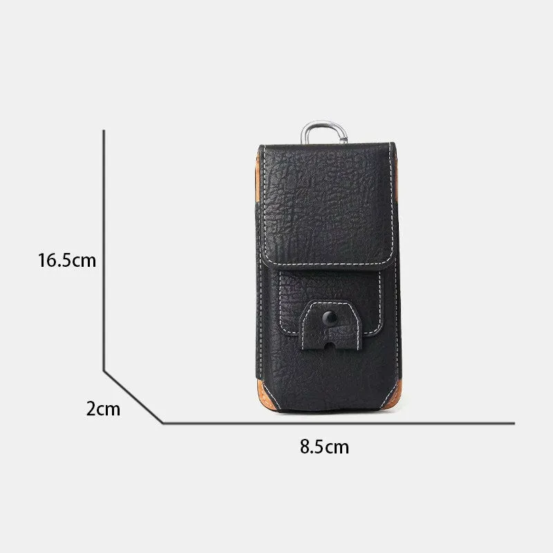 Men Multifunction Earphone Storage Belt Bag Vintage Faux Leather Phone Waist