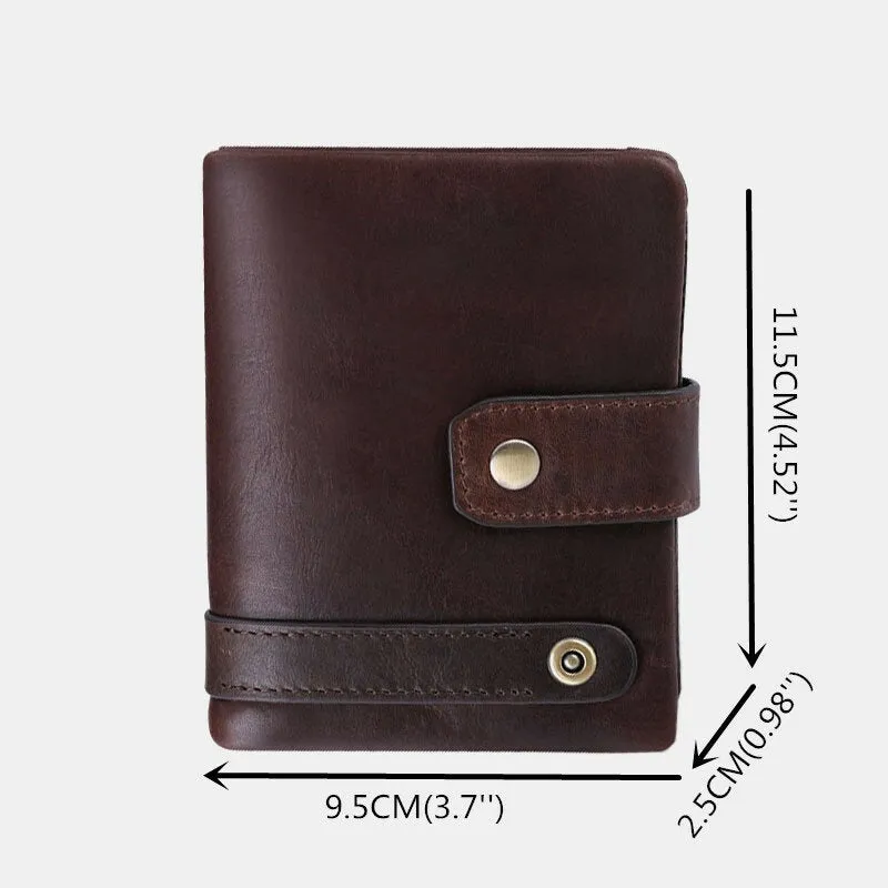 Men RFID Genuine Leather Anti-theft Multi-card Slots Retro Coin Wallet Foldable Card Holder Wallet