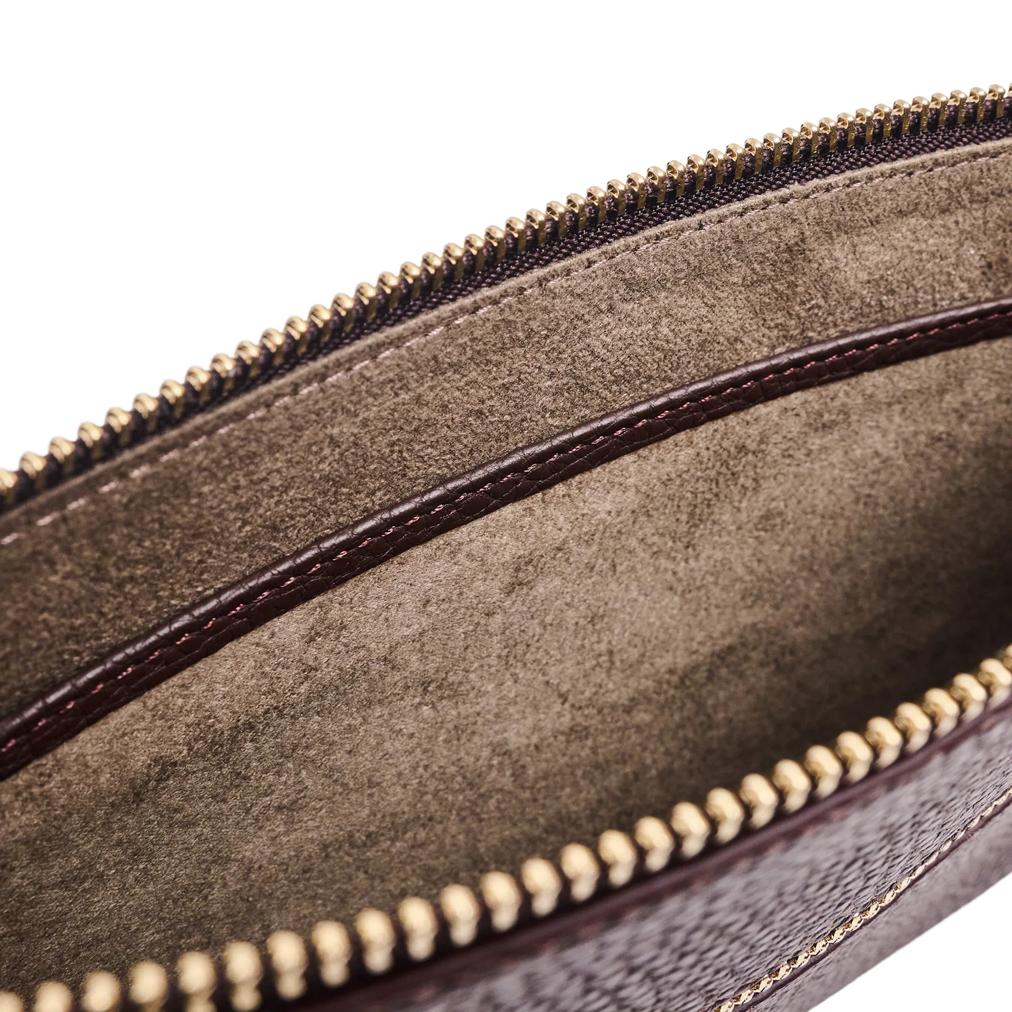 Men's Leather Hand Bag - Brown with golden details