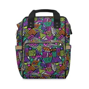 Multifunctional Backpack with Abstract Geometric Pattern