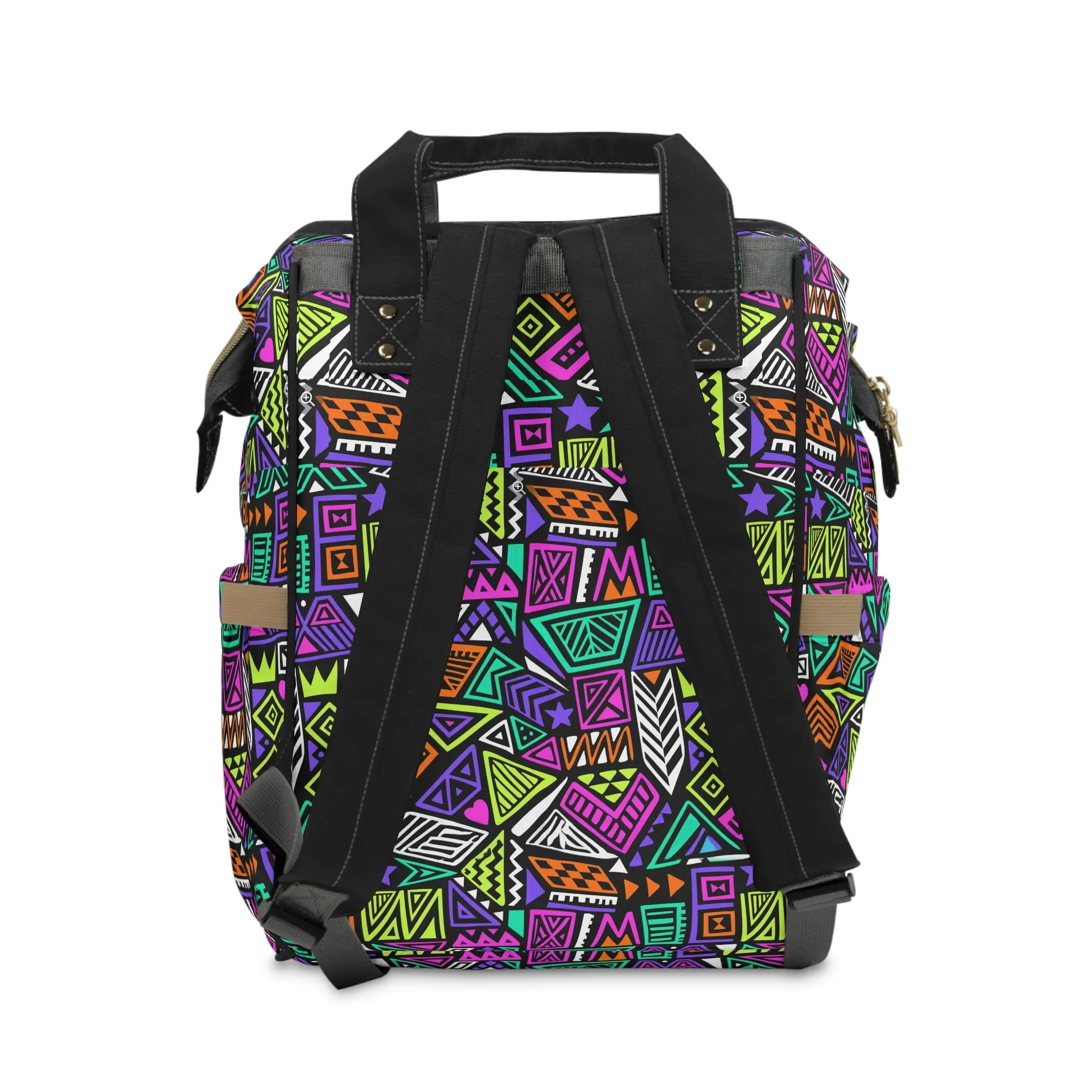 Multifunctional Backpack with Abstract Geometric Pattern