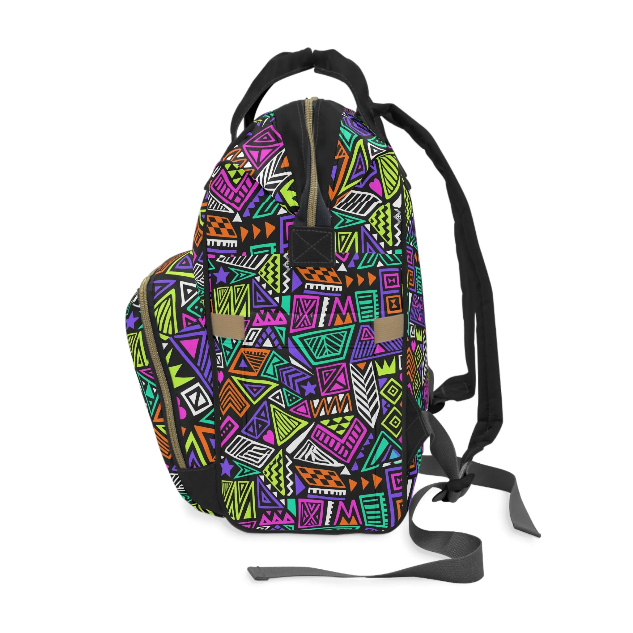 Multifunctional Backpack with Abstract Geometric Pattern