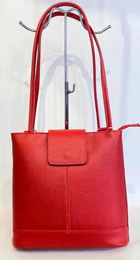 Multiway Leather Bag - Red