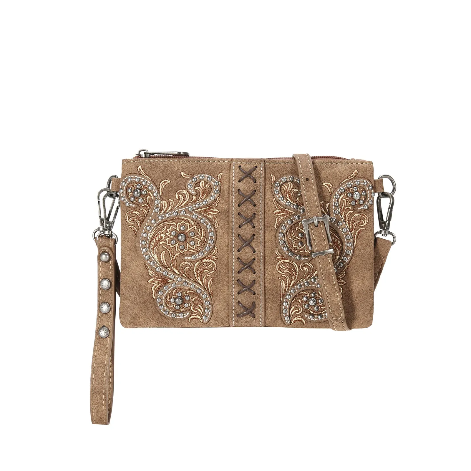 MW1076-181 Montana West Floral Embroidered Collection Clutch/Crossbody