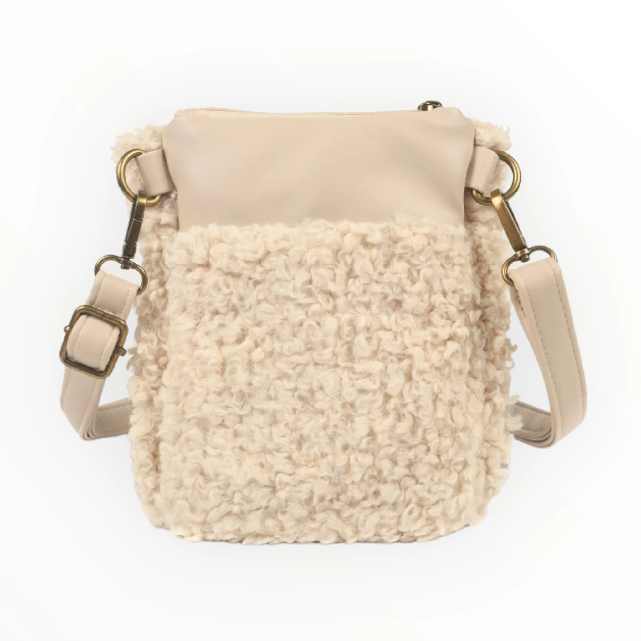 Naturel teddy schoudertasje / crossbody Askim