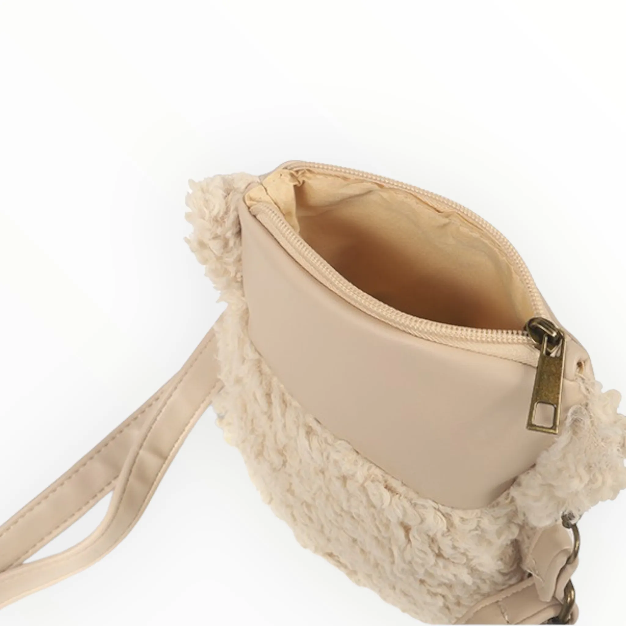 Naturel teddy schoudertasje / crossbody Askim