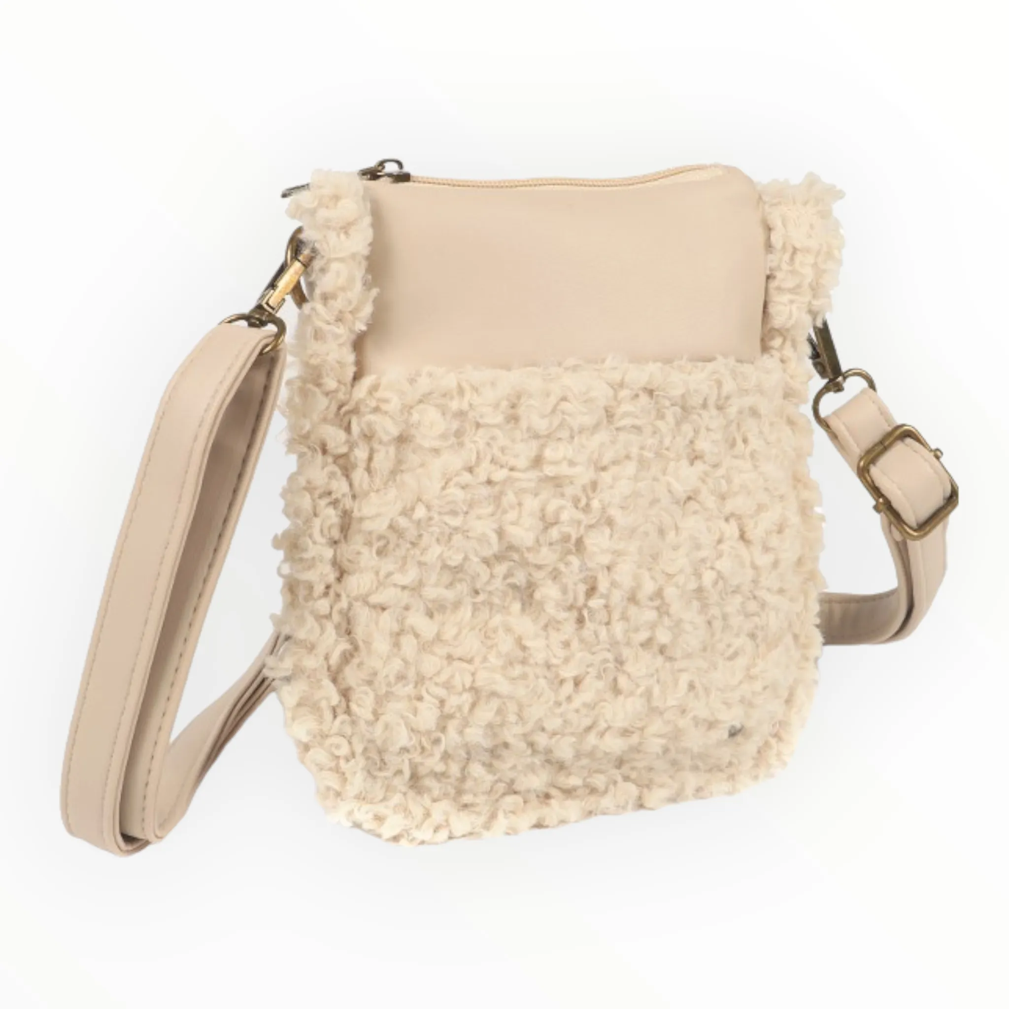 Naturel teddy schoudertasje / crossbody Askim