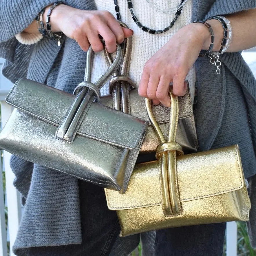 Navy Blue Modern Leather Clutch & Crossbody