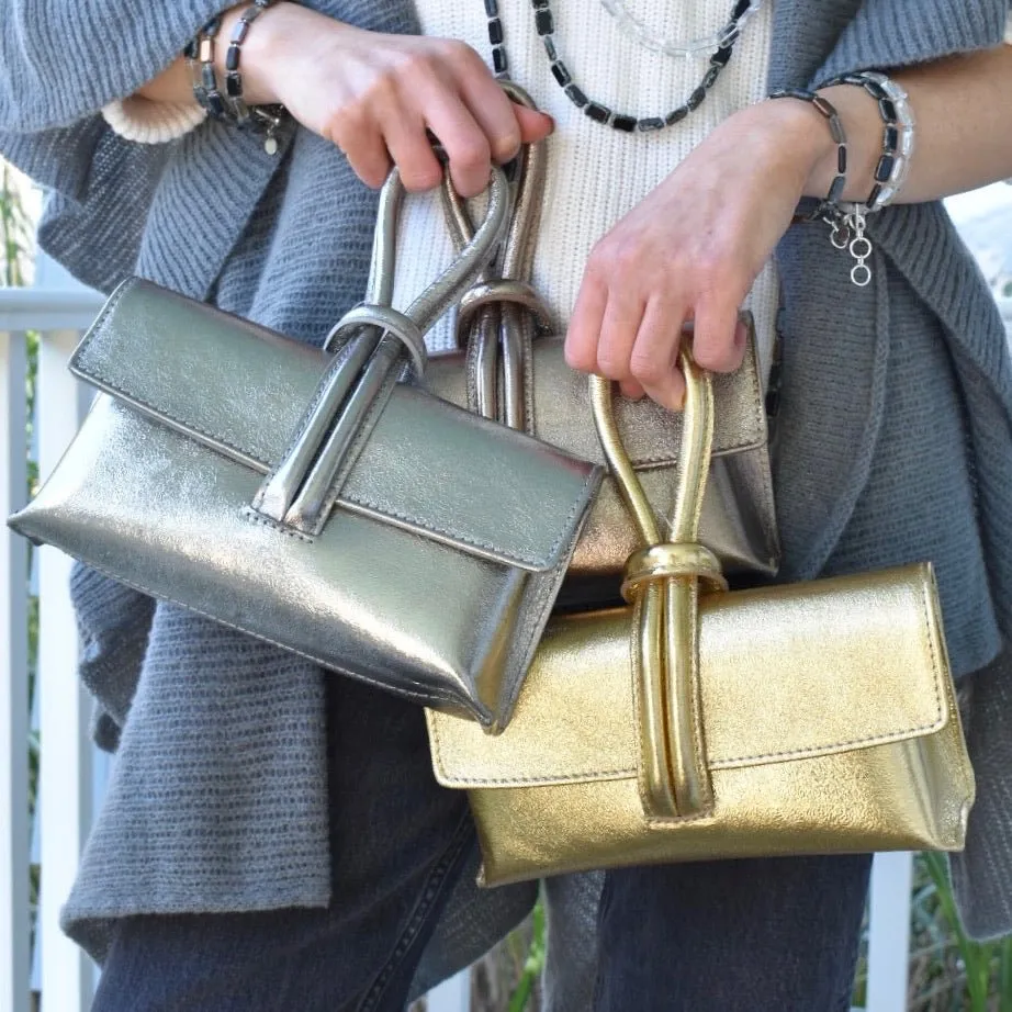 Navy Blue Modern Leather Clutch & Crossbody