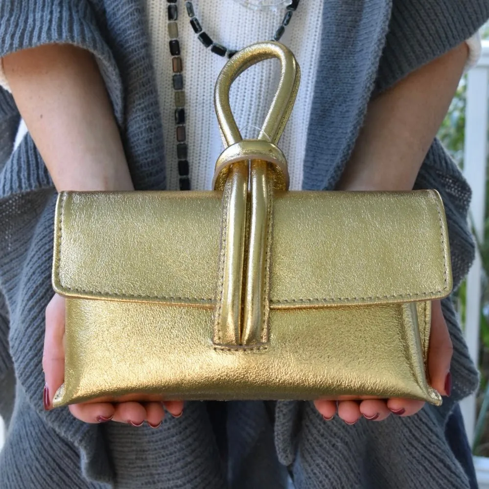 Navy Blue Modern Leather Clutch & Crossbody